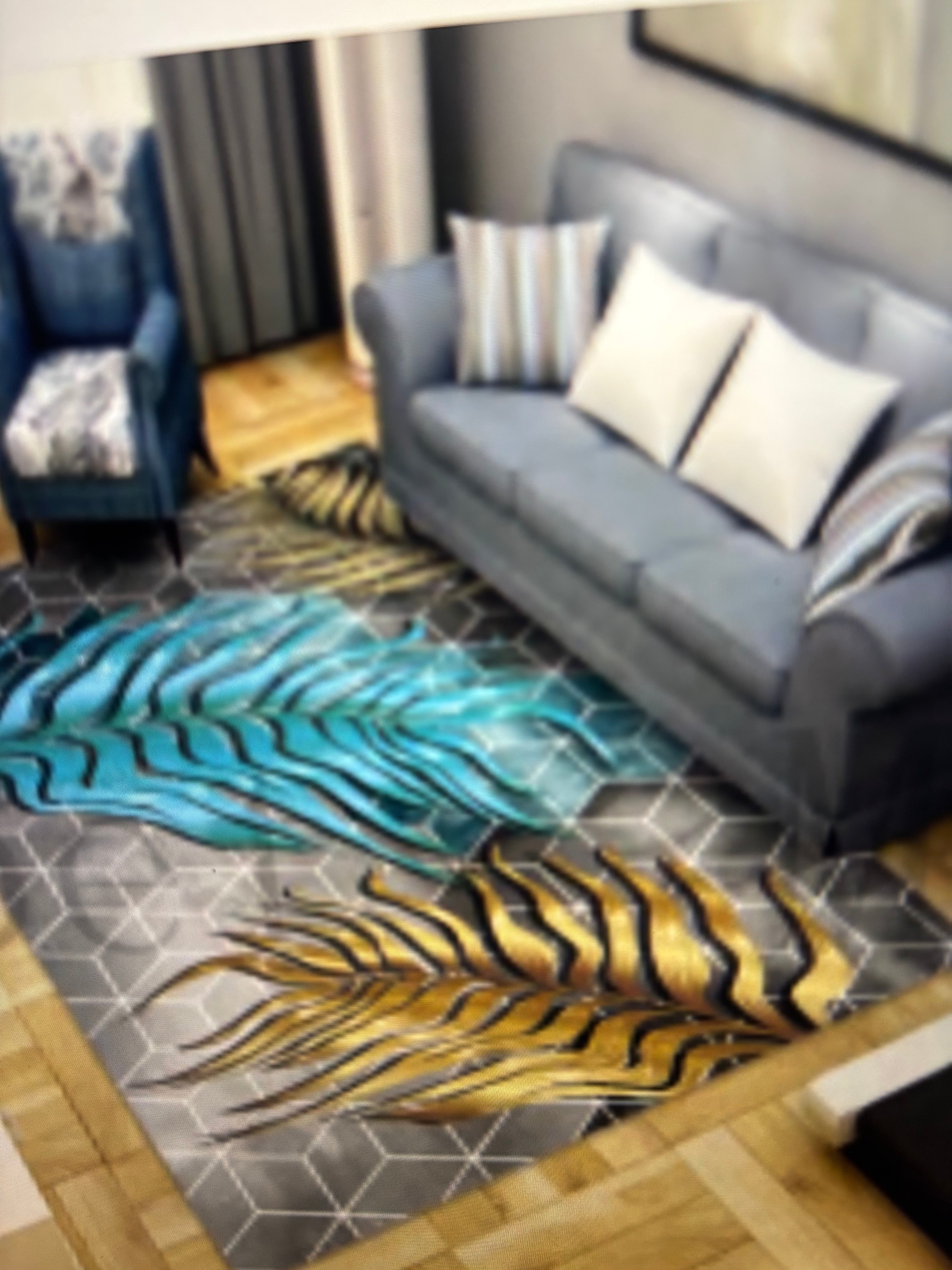 Tapis de salon 3D avec effet velours 280cm sur 180cm