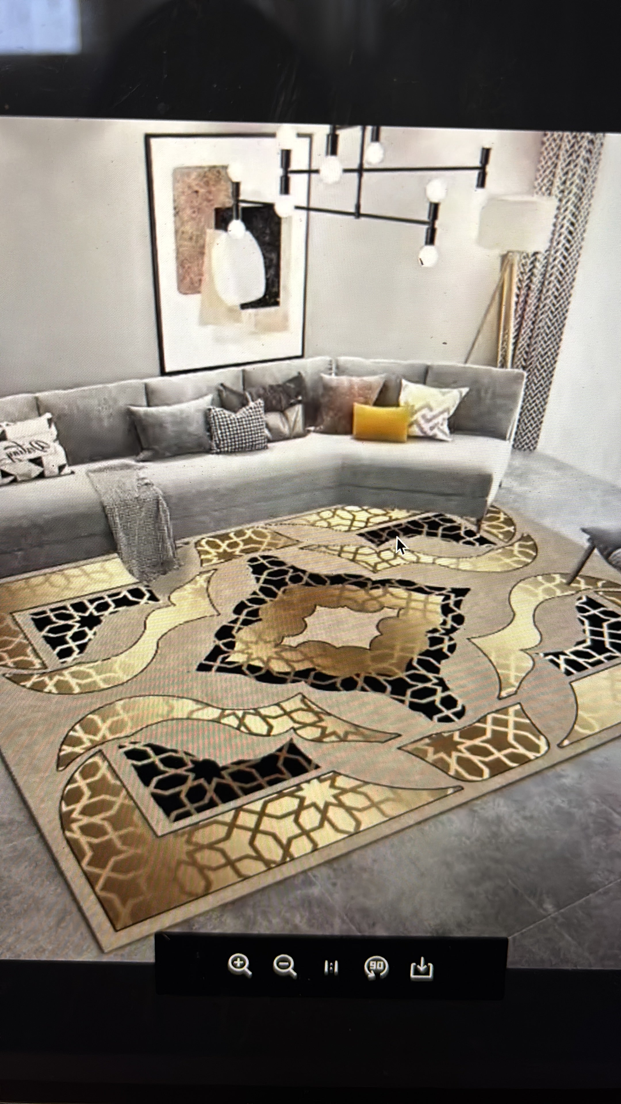 Tapis de salon 3D avec effet velours 280cm sur 180cm